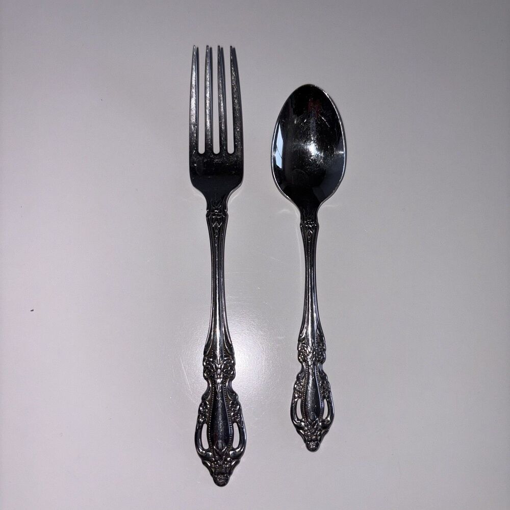 Fork & Spoon Set Oneida Raphael Distinction Deluxe Pattern Stainless Flatware - Picture 7 of 11